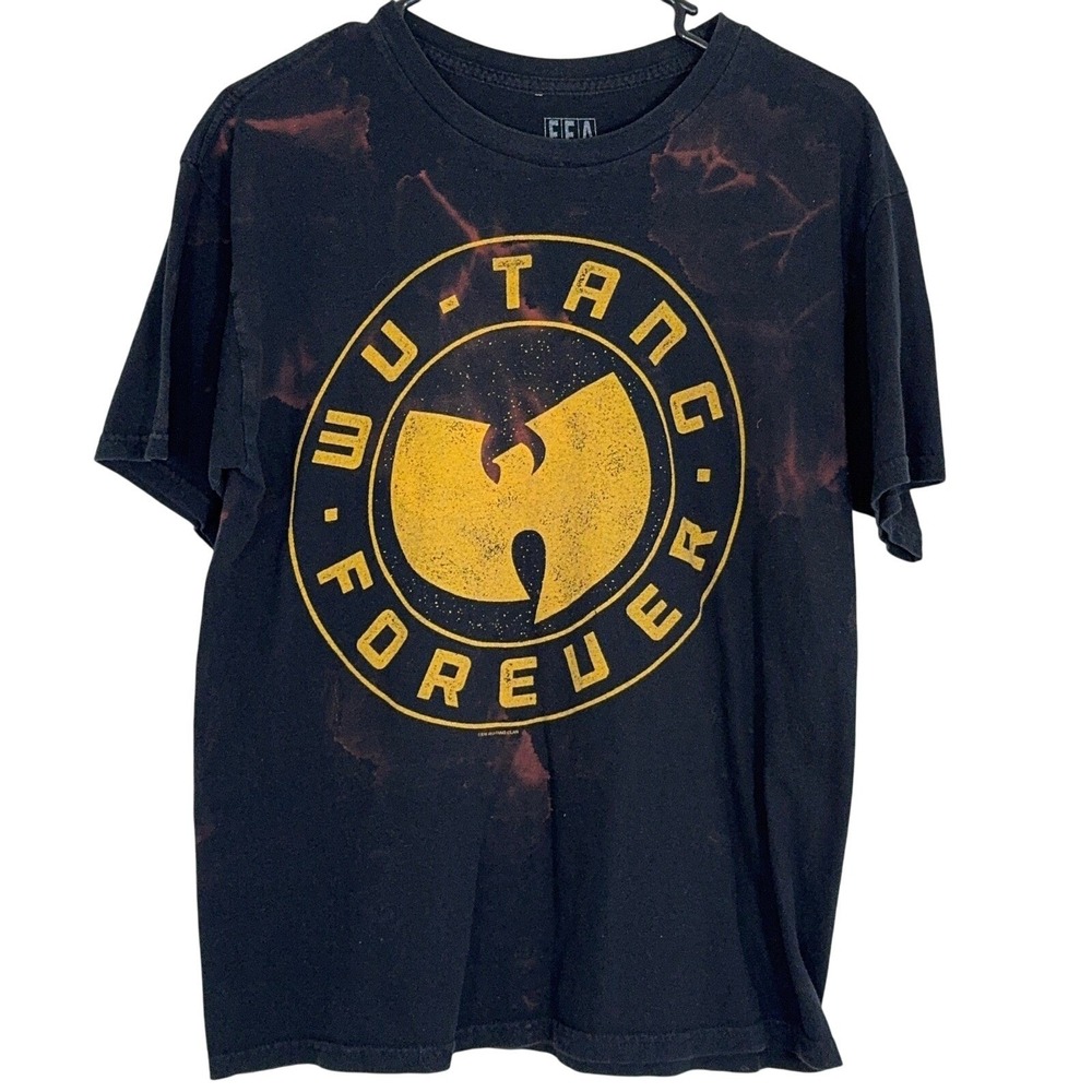 Wu-Tang Clan Forever FEA Black Bleach Dyed Graphic Hip Hop T-Shirt‎ Men's Size M